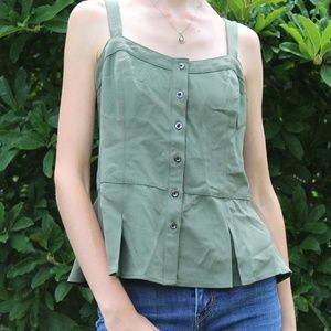 Button Front Peplum Tank